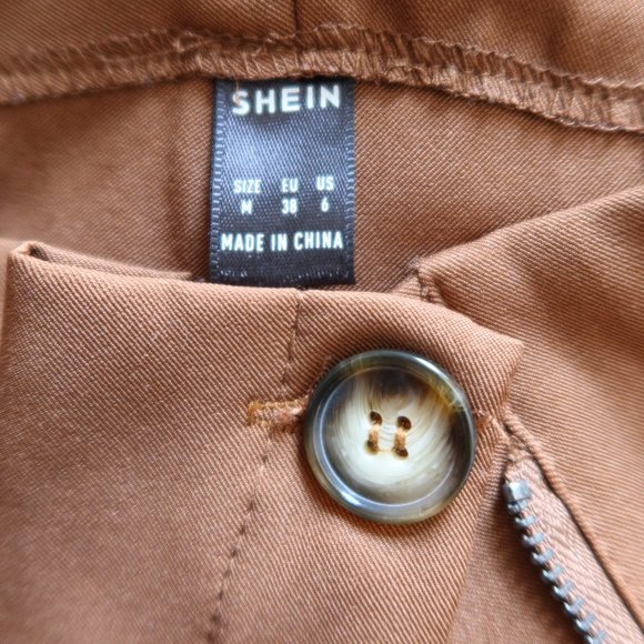 SHEIN Frenchy Paperbag Waist Fold Pleat Roll Hem Pants - Picture 5 of 5